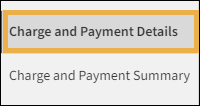 Reporting menu with a yellow highlight box around the Charge and Payment Details.